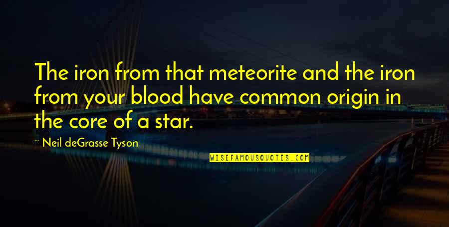 Common Blood Quotes By Neil DeGrasse Tyson: The iron from that meteorite and the iron