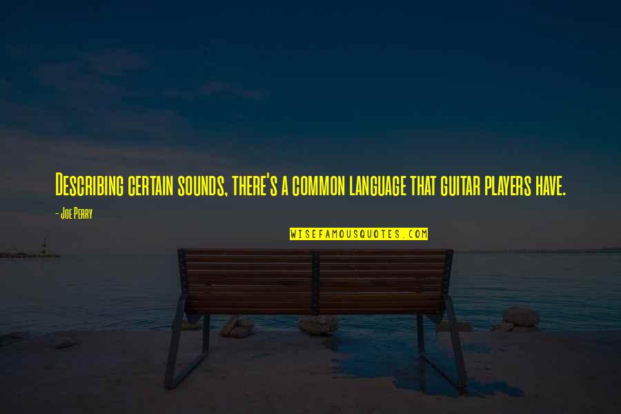 Common Language Quotes By Joe Perry: Describing certain sounds, there's a common language that
