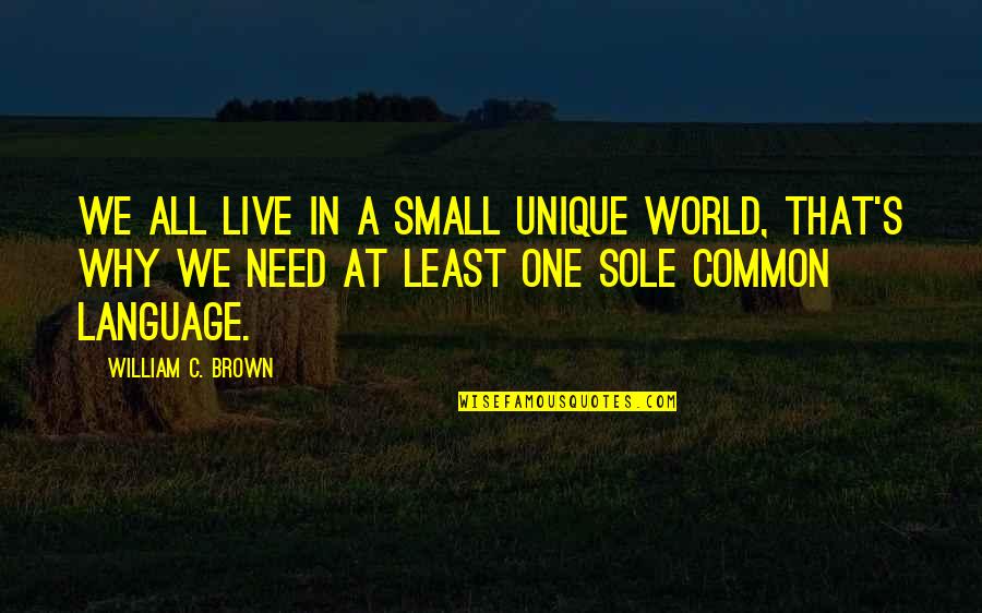 Common Language Quotes By William C. Brown: We all live in a small unique world,