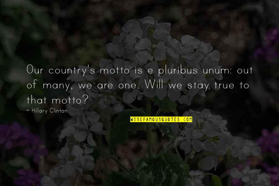Common Man Famous Quotes By Hillary Clinton: Our country's motto is e pluribus unum: out