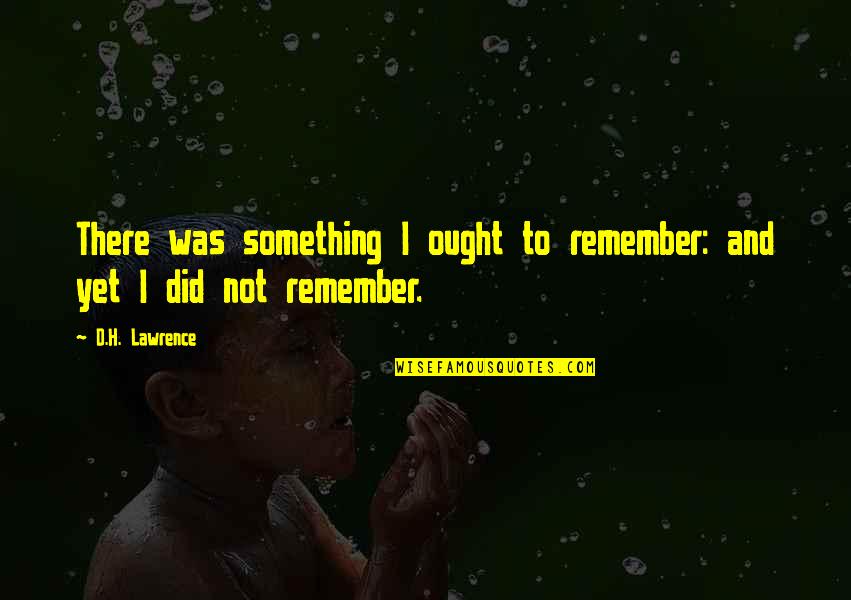 Common Misunderstood Quotes By D.H. Lawrence: There was something I ought to remember: and