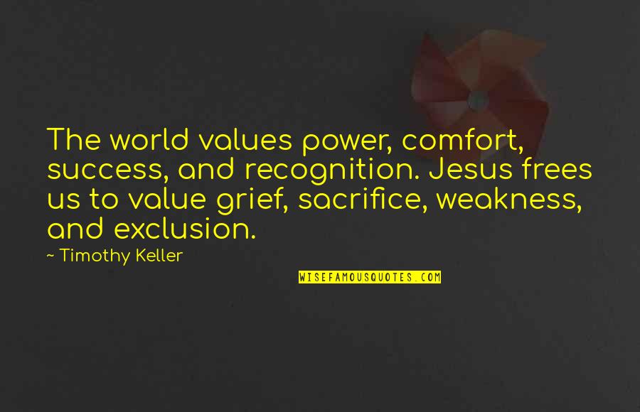 Common Motocross Quotes By Timothy Keller: The world values power, comfort, success, and recognition.