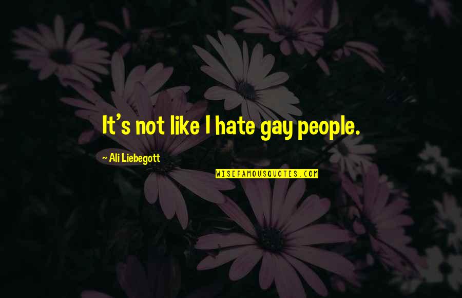 Common Political Quotes By Ali Liebegott: It's not like I hate gay people.