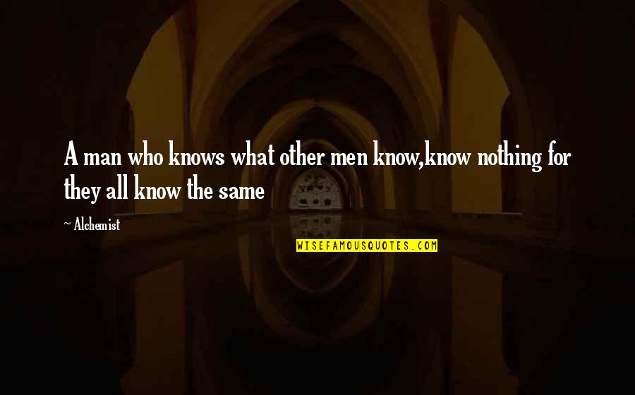 Common Pub Quotes By Alchemist: A man who knows what other men know,know