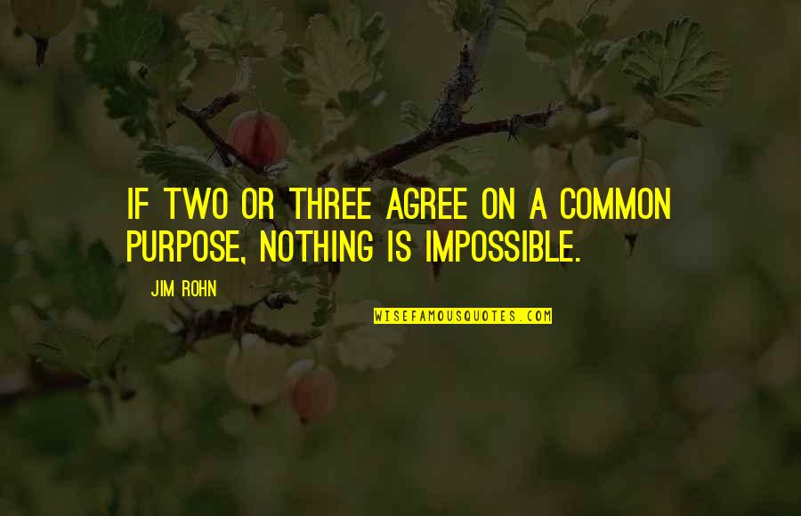 Common Purpose Quotes By Jim Rohn: If two or three agree on a common