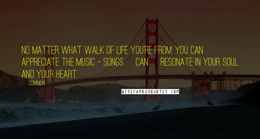 Common quotes: No matter what walk of life you're from, you can appreciate the music - songs [can] resonate in your soul and your heart.