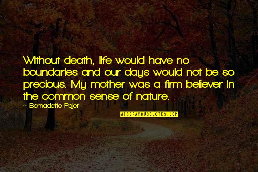 Common Sense Life Quotes By Bernadette Pajer: Without death, life would have no boundaries and