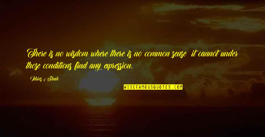 Common Sense Quotes By Idries Shah: There is no wisdom where there is no