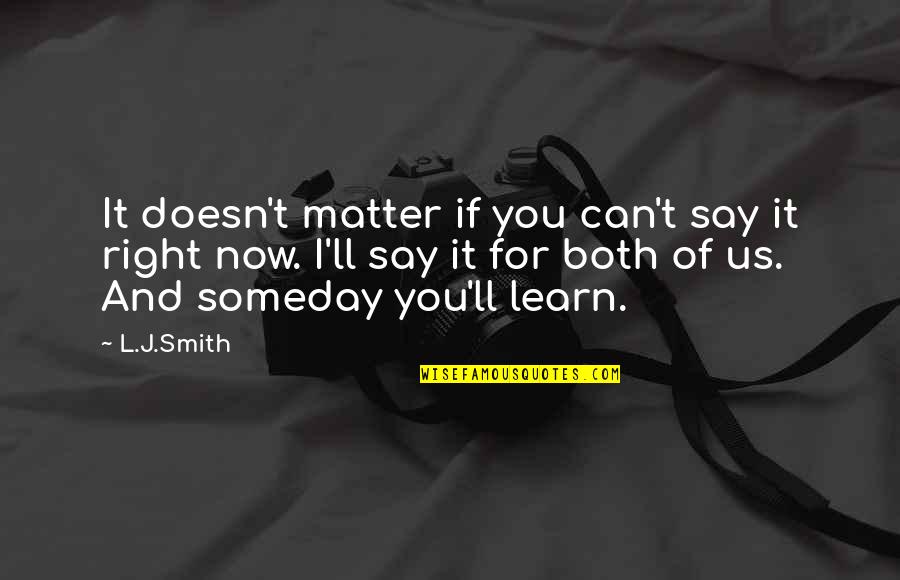 Commonly Misattributed Quotes By L.J.Smith: It doesn't matter if you can't say it