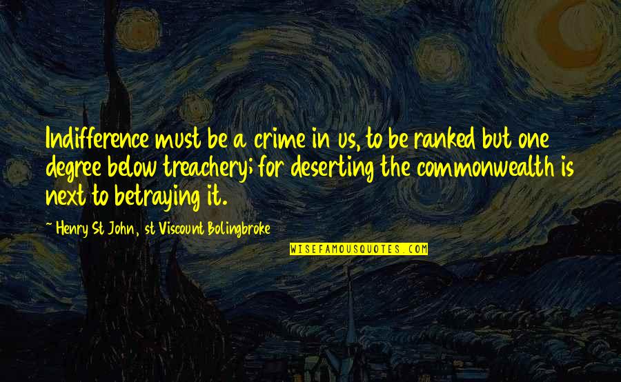 Commonwealth's Quotes By Henry St John, 1st Viscount Bolingbroke: Indifference must be a crime in us, to