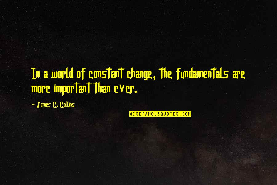 Communication And Change Quotes By James C. Collins: In a world of constant change, the fundamentals