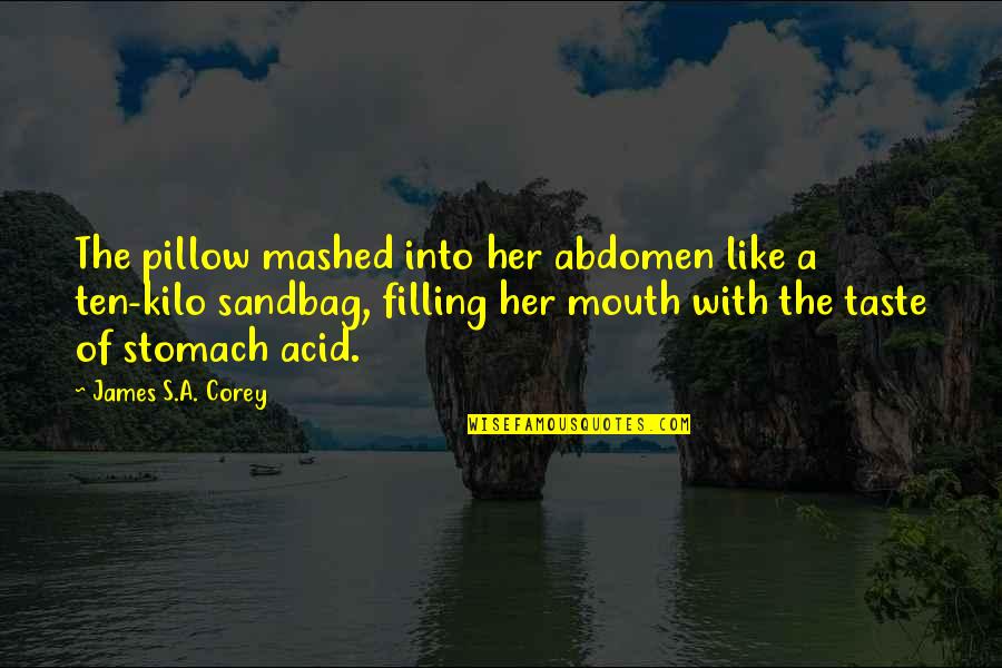 Communication And Employee Engagement Quotes By James S.A. Corey: The pillow mashed into her abdomen like a