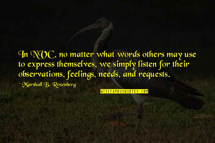 Communication And Quotes By Marshall B. Rosenberg: In NVC, no matter what words others may