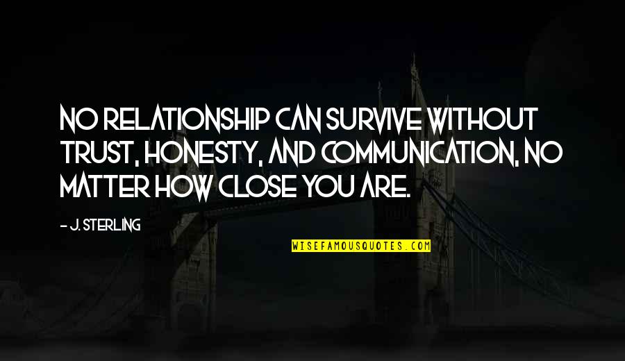 Communication And Relationship Quotes By J. Sterling: No relationship can survive without trust, honesty, and