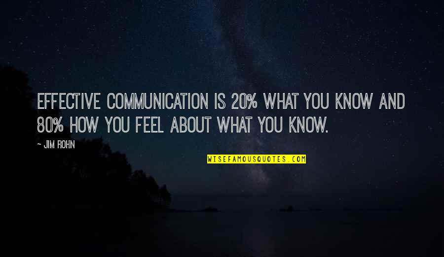 Communication Effective Quotes By Jim Rohn: Effective communication is 20% what you know and