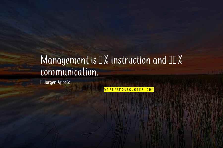 Communication In Management Quotes By Jurgen Appelo: Management is 5% instruction and 95% communication.