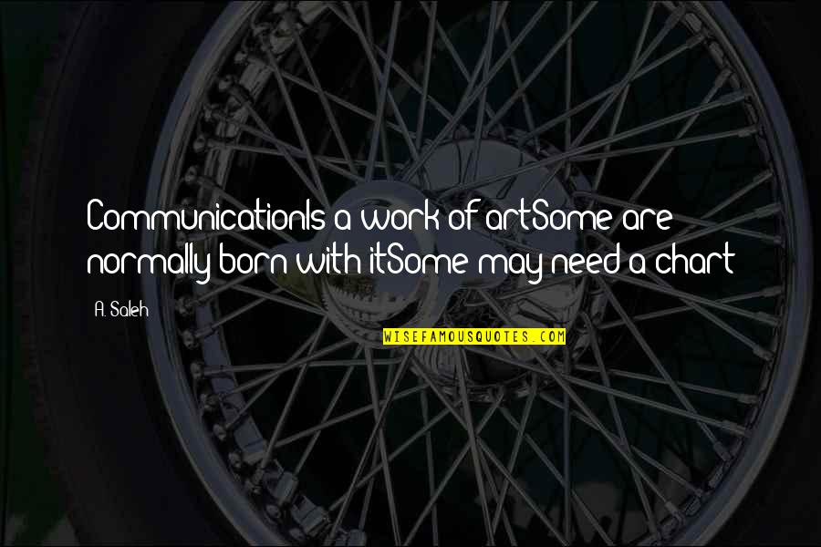Communication Work Quotes By A. Saleh: CommunicationIs a work of artSome are normally born