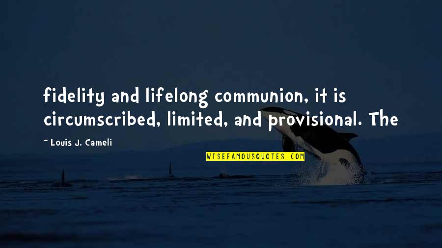 Communion Quotes By Louis J. Cameli: fidelity and lifelong communion, it is circumscribed, limited,
