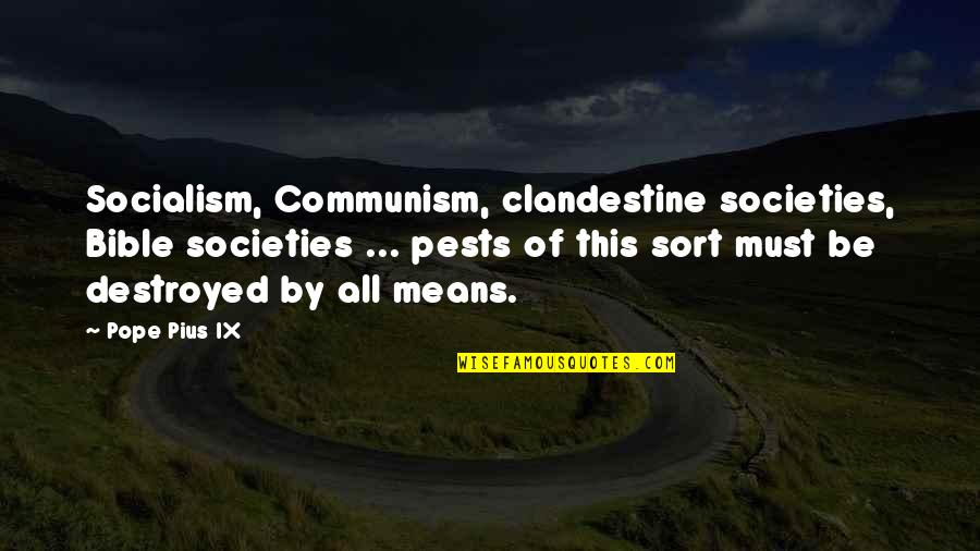 Communism And Socialism Quotes By Pope Pius IX: Socialism, Communism, clandestine societies, Bible societies ... pests