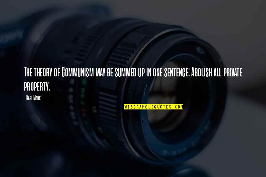 Communism By Karl Marx Quotes By Karl Marx: The theory of Communism may be summed up