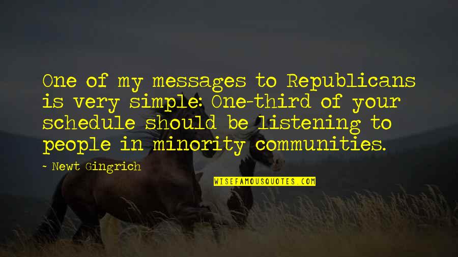 Communities To Quotes By Newt Gingrich: One of my messages to Republicans is very