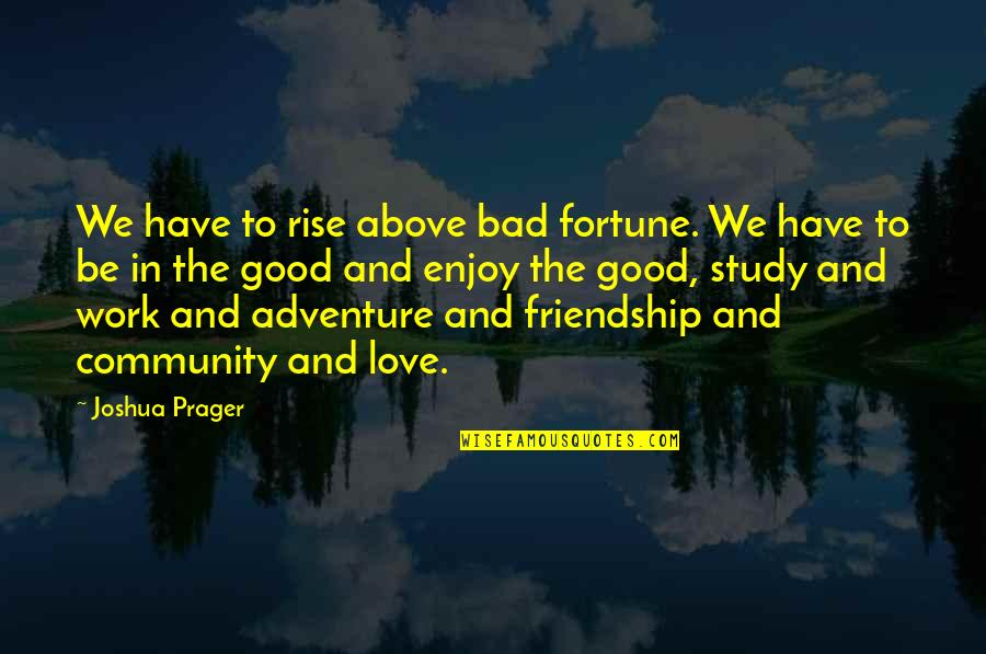 Community And Friendship Quotes By Joshua Prager: We have to rise above bad fortune. We