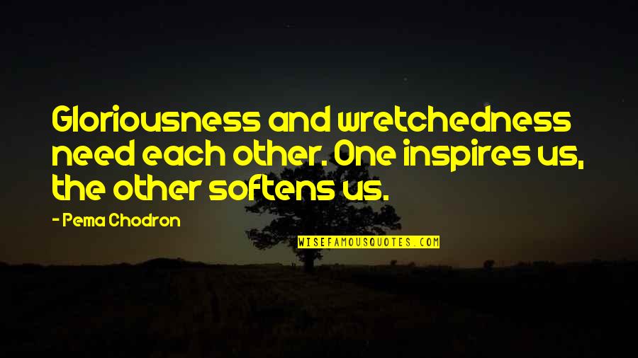 Community Ecology Quotes By Pema Chodron: Gloriousness and wretchedness need each other. One inspires Community Ecology Quotes By Pema Chodron: Gloriousness and wretchedness need each other. One inspires