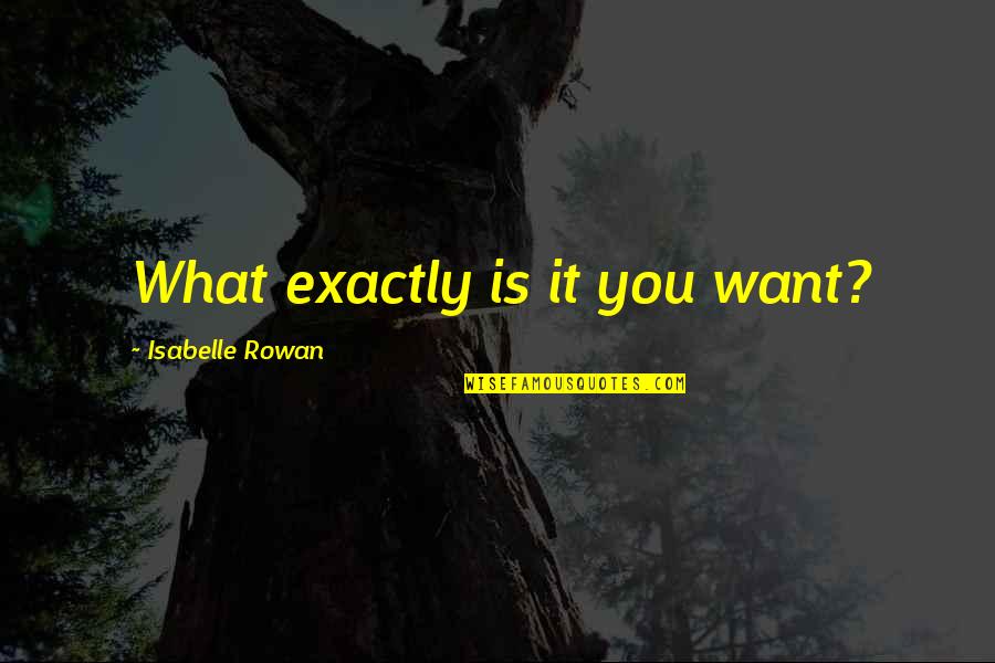 Community Helpers Quotes By Isabelle Rowan: What exactly is it you want?