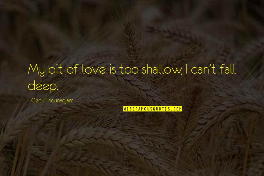 Community Service And Helping Others Quotes By Cecil Thounaojam: My pit of love is too shallow, I