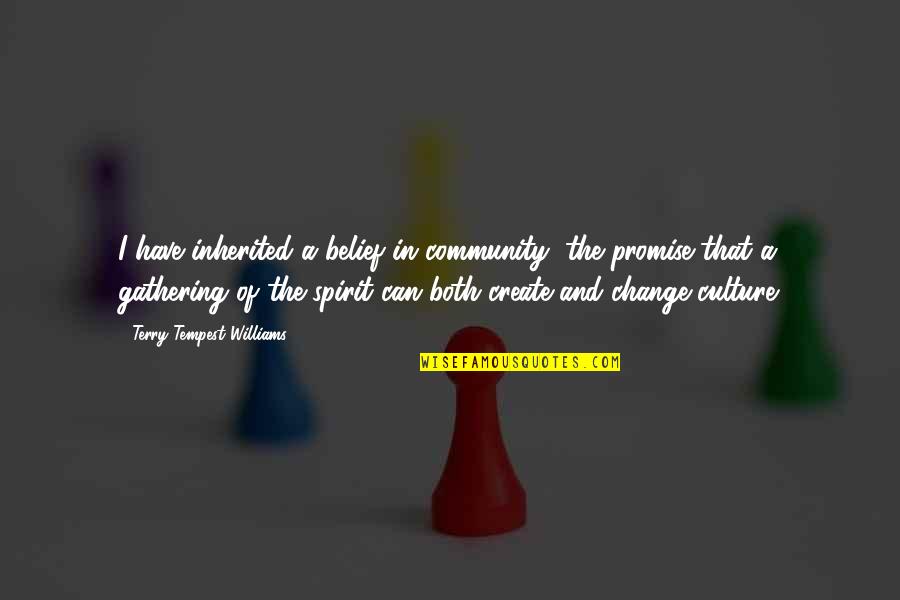 Community Spirit Quotes By Terry Tempest Williams: I have inherited a belief in community, the Community Spirit Quotes By Terry Tempest Williams: I have inherited a belief in community, the