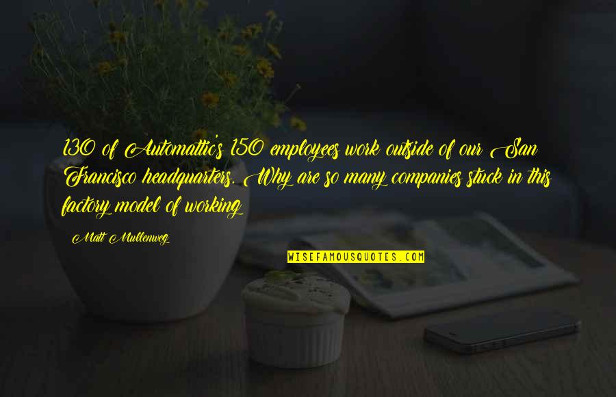 Companies And Employees Quotes By Matt Mullenweg: 130 of Automattic's 150 employees work outside of