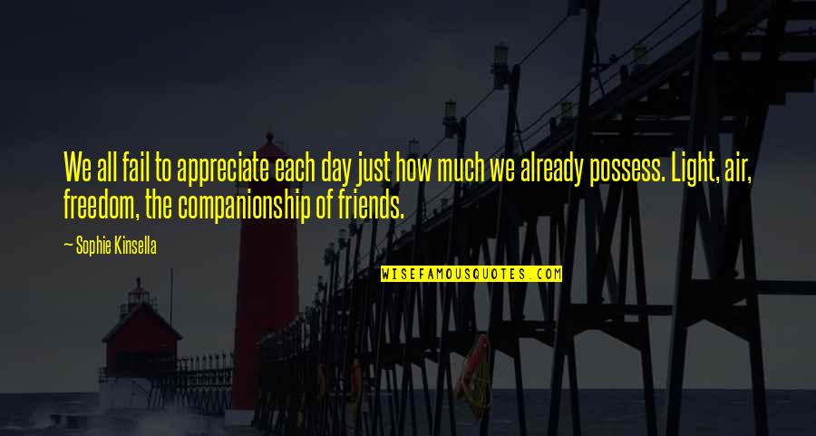 Companionship's Quotes By Sophie Kinsella: We all fail to appreciate each day just