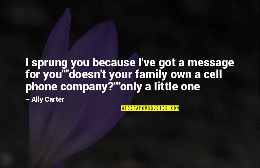 Company As A Family Quotes By Ally Carter: I sprung you because I've got a message