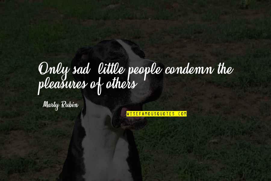 Company Commander Quotes By Marty Rubin: Only sad, little people condemn the pleasures of