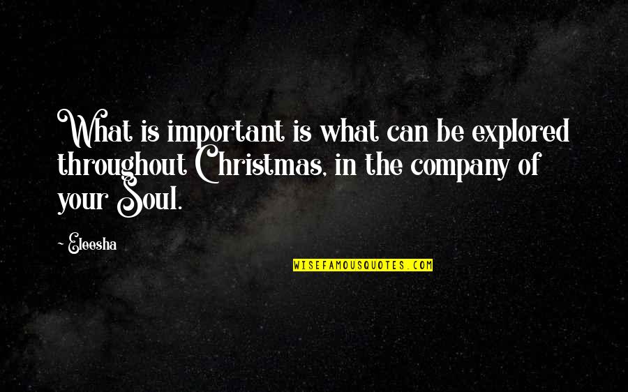 Company Quotes Quotes By Eleesha: What is important is what can be explored