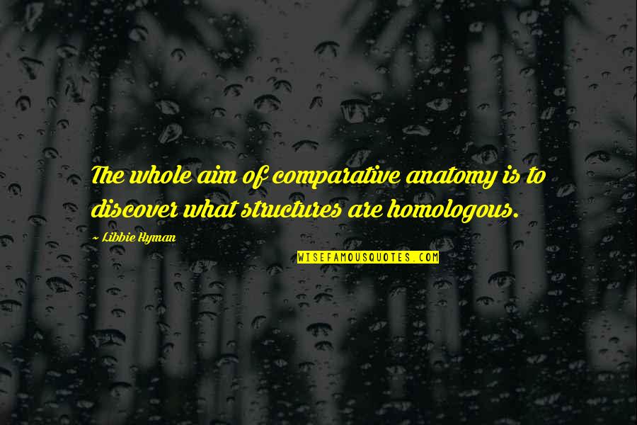 Comparative Anatomy Quotes By Libbie Hyman: The whole aim of comparative anatomy is to