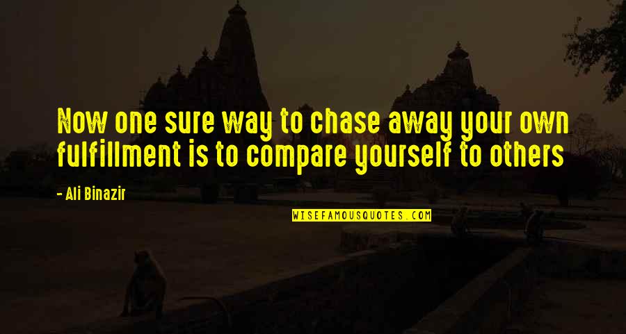 Compare Yourself With Quotes By Ali Binazir: Now one sure way to chase away your