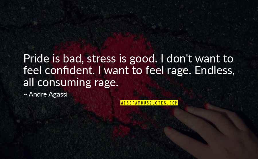 Comparitive Quotes By Andre Agassi: Pride is bad, stress is good. I don't