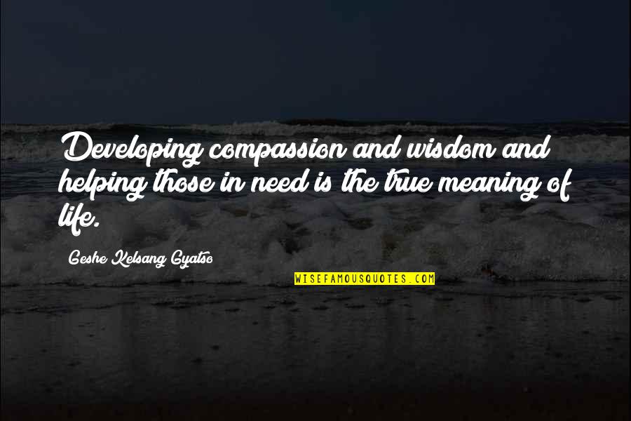 Compassion And Life Quotes By Geshe Kelsang Gyatso: Developing compassion and wisdom and helping those in