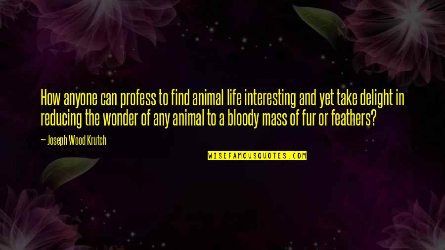 Compassion And Life Quotes By Joseph Wood Krutch: How anyone can profess to find animal life