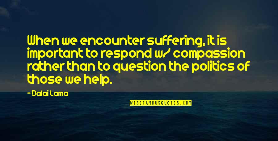 Compassion And Suffering Quotes By Dalai Lama: When we encounter suffering, it is important to