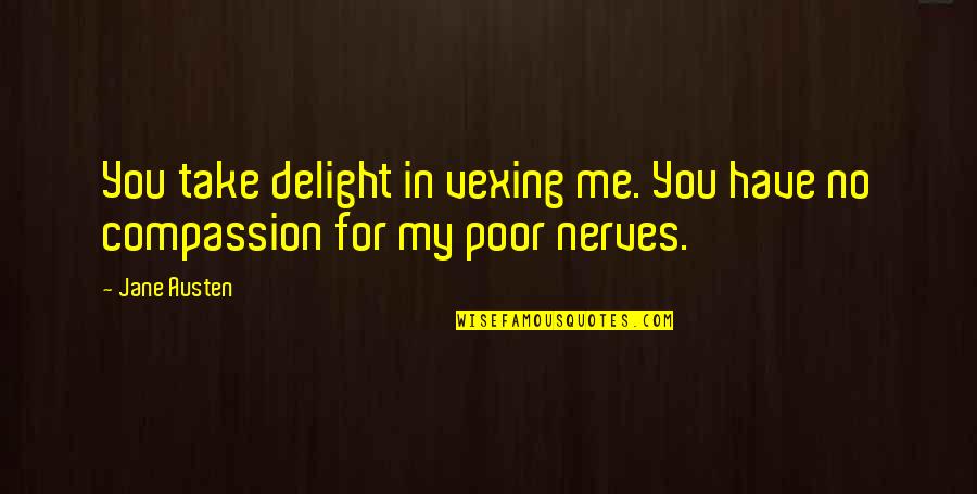 Compassion For The Poor Quotes By Jane Austen: You take delight in vexing me. You have