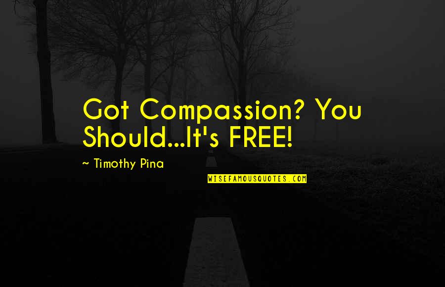 Compassion's Quotes By Timothy Pina: Got Compassion? You Should...It's FREE!