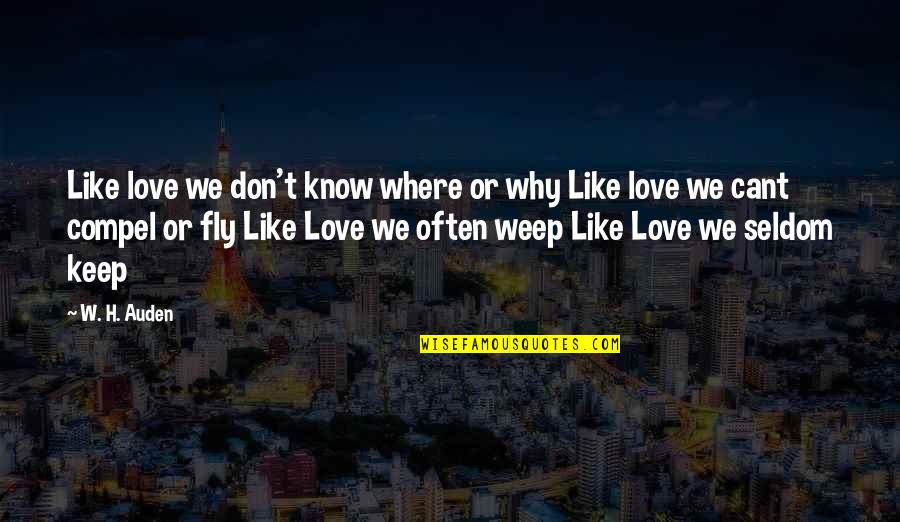 Compel Love Quotes By W. H. Auden: Like love we don't know where or why