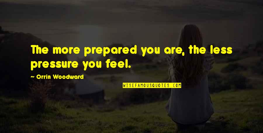 Compel Training Quotes By Orrin Woodward: The more prepared you are, the less pressure Compel Training Quotes By Orrin Woodward: The more prepared you are, the less pressure