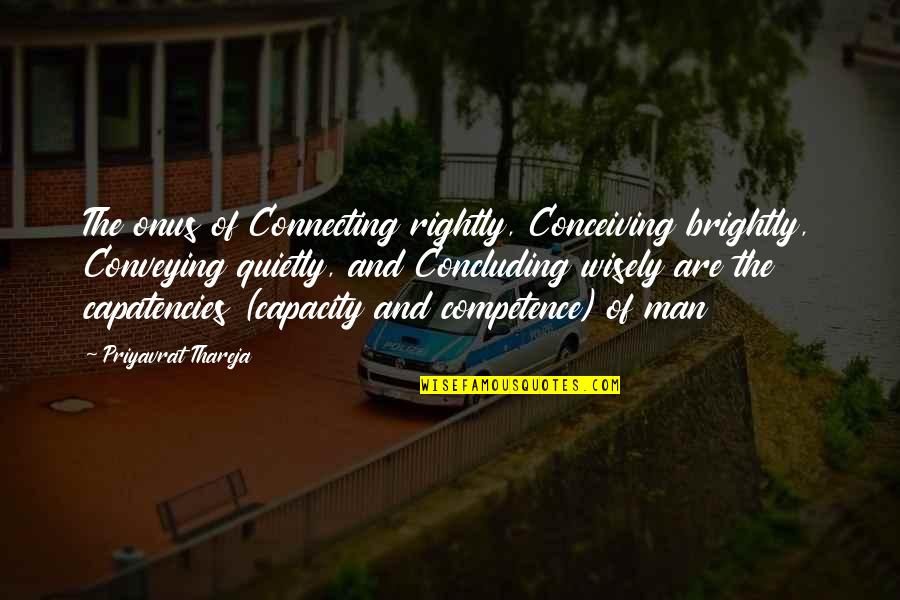 Competence Quotes By Priyavrat Thareja: The onus of Connecting rightly, Conceiving brightly, Conveying