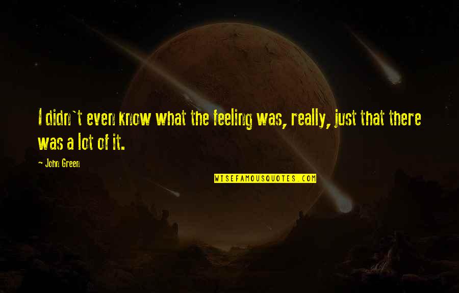 Competencia Interespecifica Quotes By John Green: I didn't even know what the feeling was,