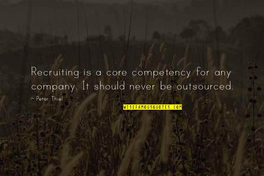 Competency Quotes By Peter Thiel: Recruiting is a core competency for any company.