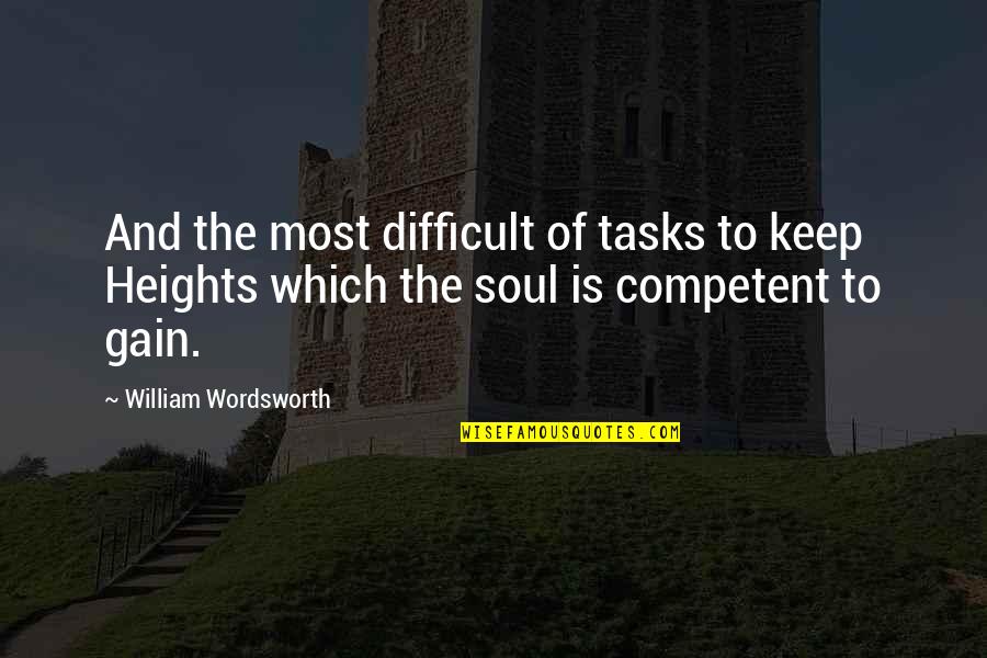 Competent Quotes By William Wordsworth: And the most difficult of tasks to keep