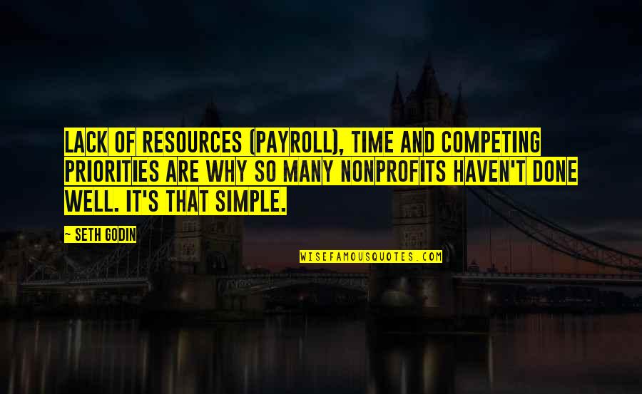 Competing With The Best Quotes By Seth Godin: Lack of resources (payroll), time and competing priorities